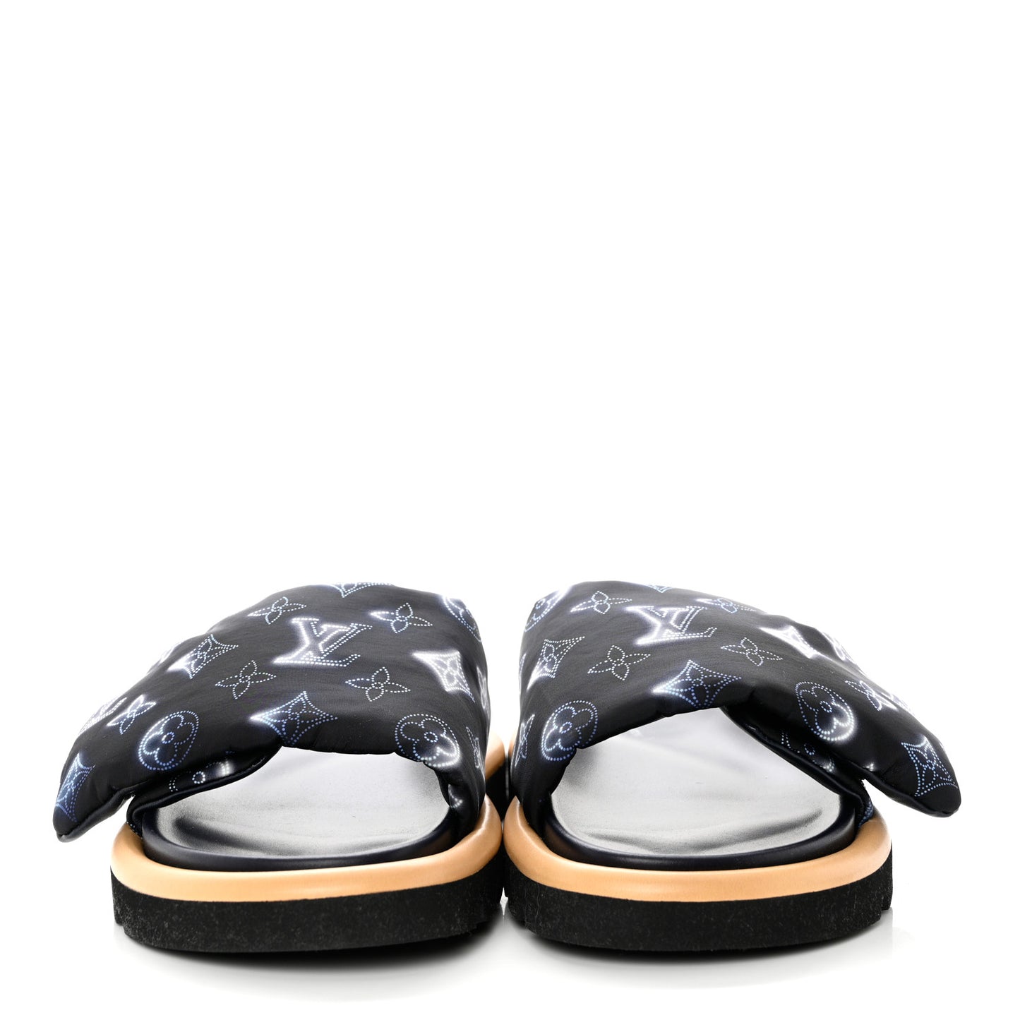 Nylon Monogram Womens Pool Pillow Comfort Mules 38 Navy Blue