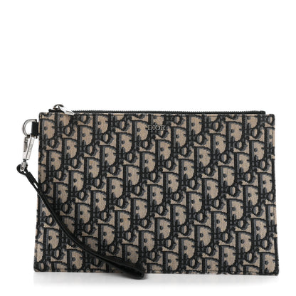 Christian Dior Oblique A4 Flat Pouch Clutch Blue 1 of 10