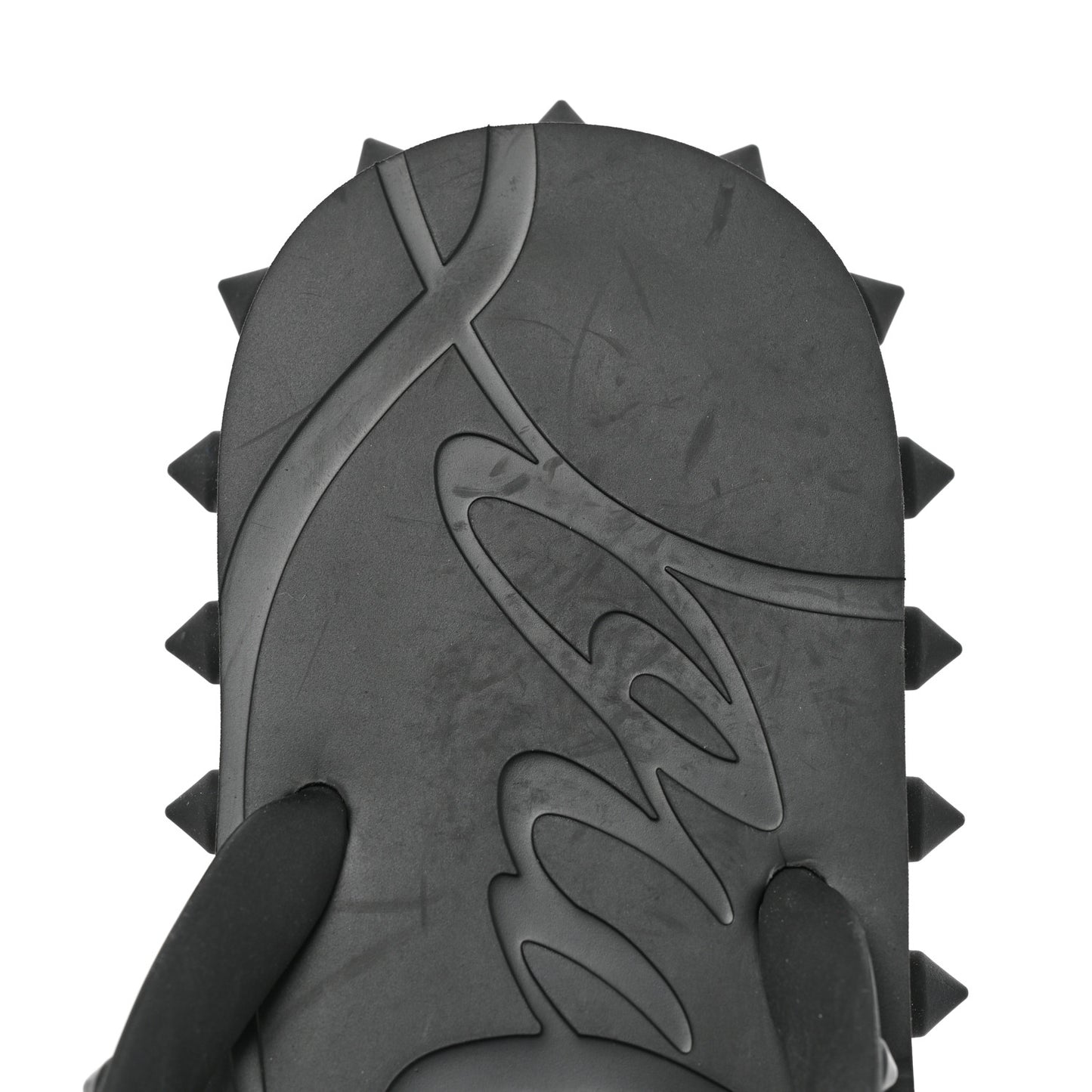 Rubber Spike Loubi Flip Flip Platform Sandals 36 Black