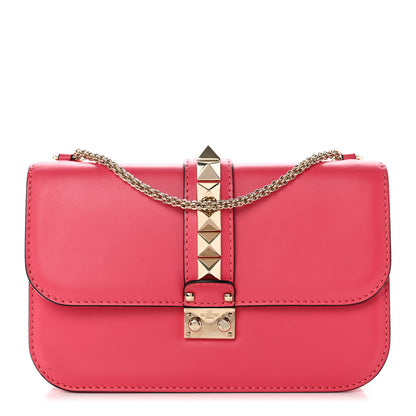 Valentino Garavani Vitello Medium Glam Lock Rockstud Flap Deep Rose 1 of 8