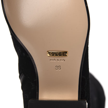 Gucci Velvet GG Monogram Crystal Horsebit Knee High Boots 36 Black 7 of 8