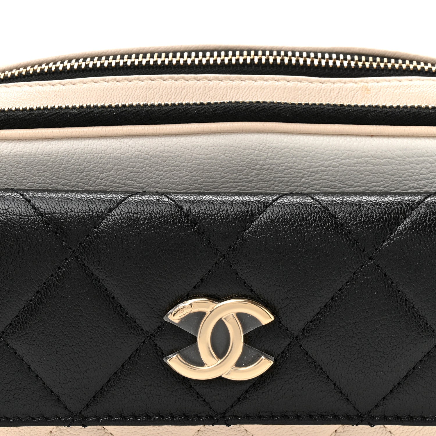 Chanel Goatskin Quilted Waist Bag Beige White Black 9 of 12