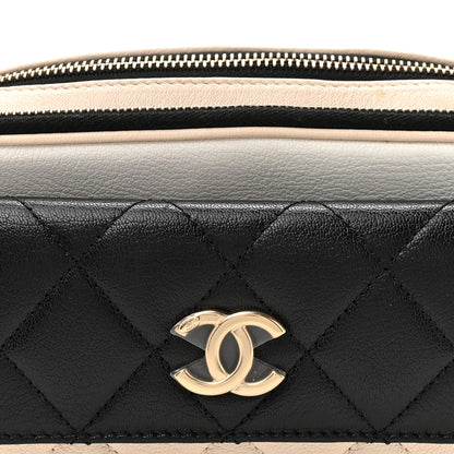 Chanel Goatskin Quilted Waist Bag Beige White Black 9 of 12