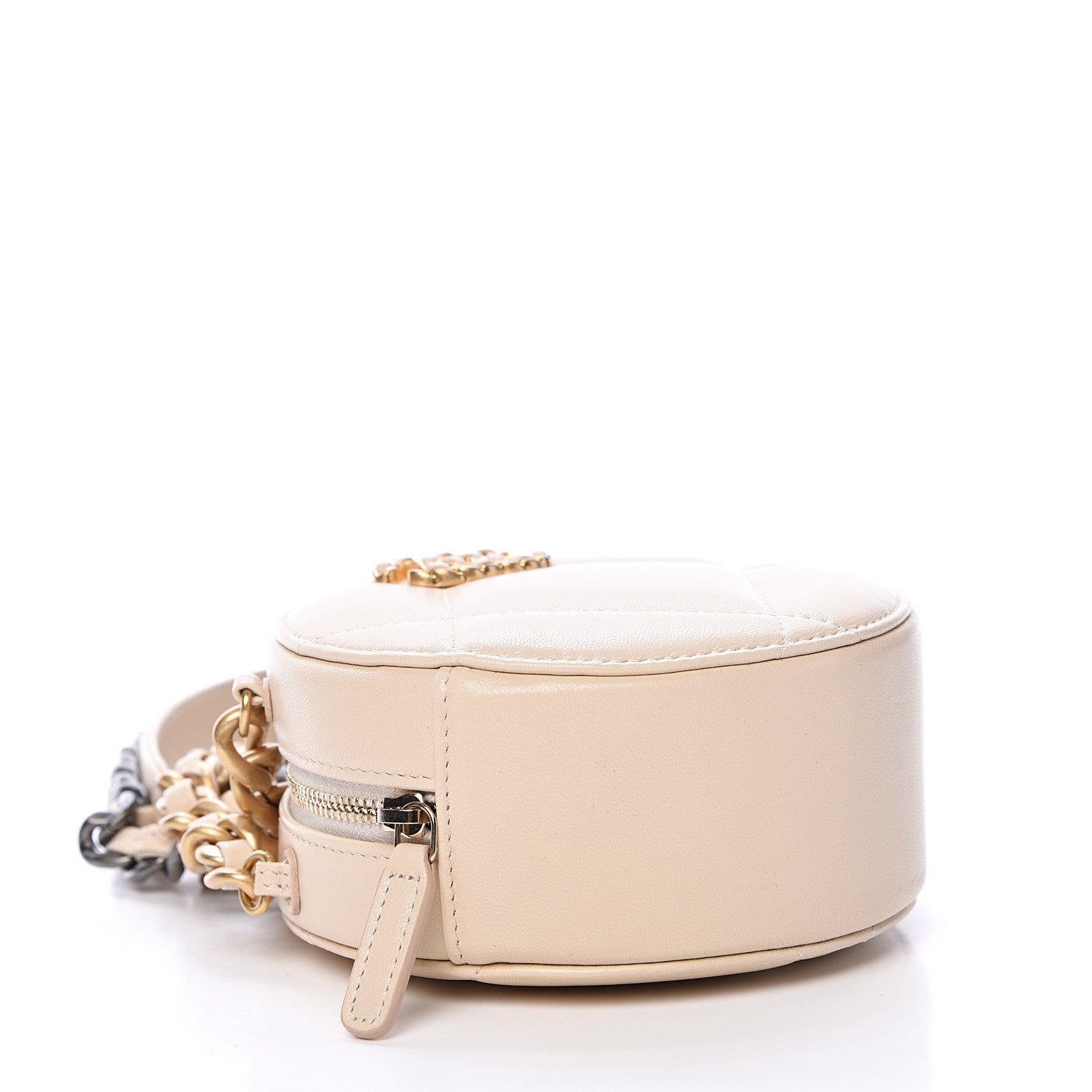 Chanel Lambskin Quilted 19 Round Clutch With Chain Beige 3 of 9