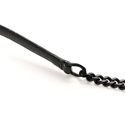 Saint Laurent Grain De Poudre Matelasse Chevron Monogram Monochrome Envelope Chain Wallet Black 15 of 18