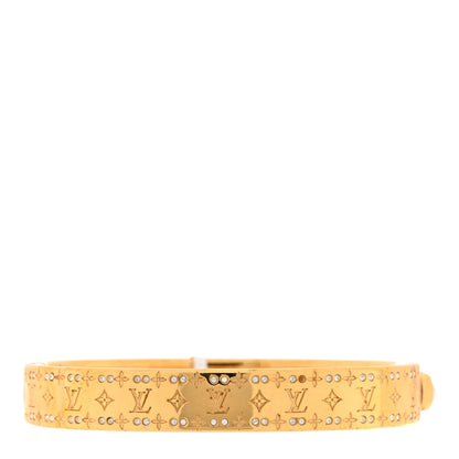 Louis Vuitton Brass Crystal Monogram Nanogram Strass Cuff S Gold 3 of 5