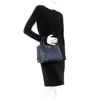 Prada Saffiano Mini Galleria Double Zip Tote Baltico 3 of 10