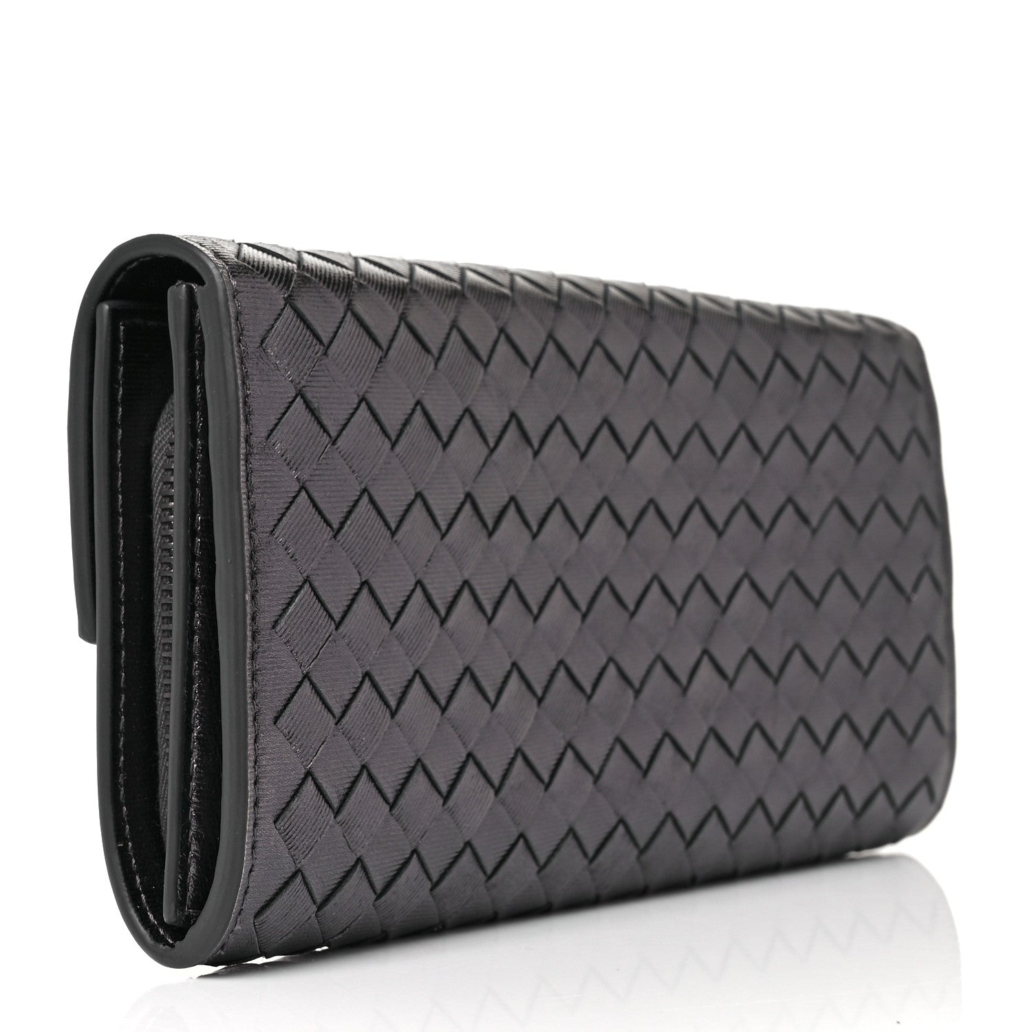 Bottega Veneta Metallic Grosgrain Intrecciato Continental Flap Wallet Argento Ossidato 3 of 9