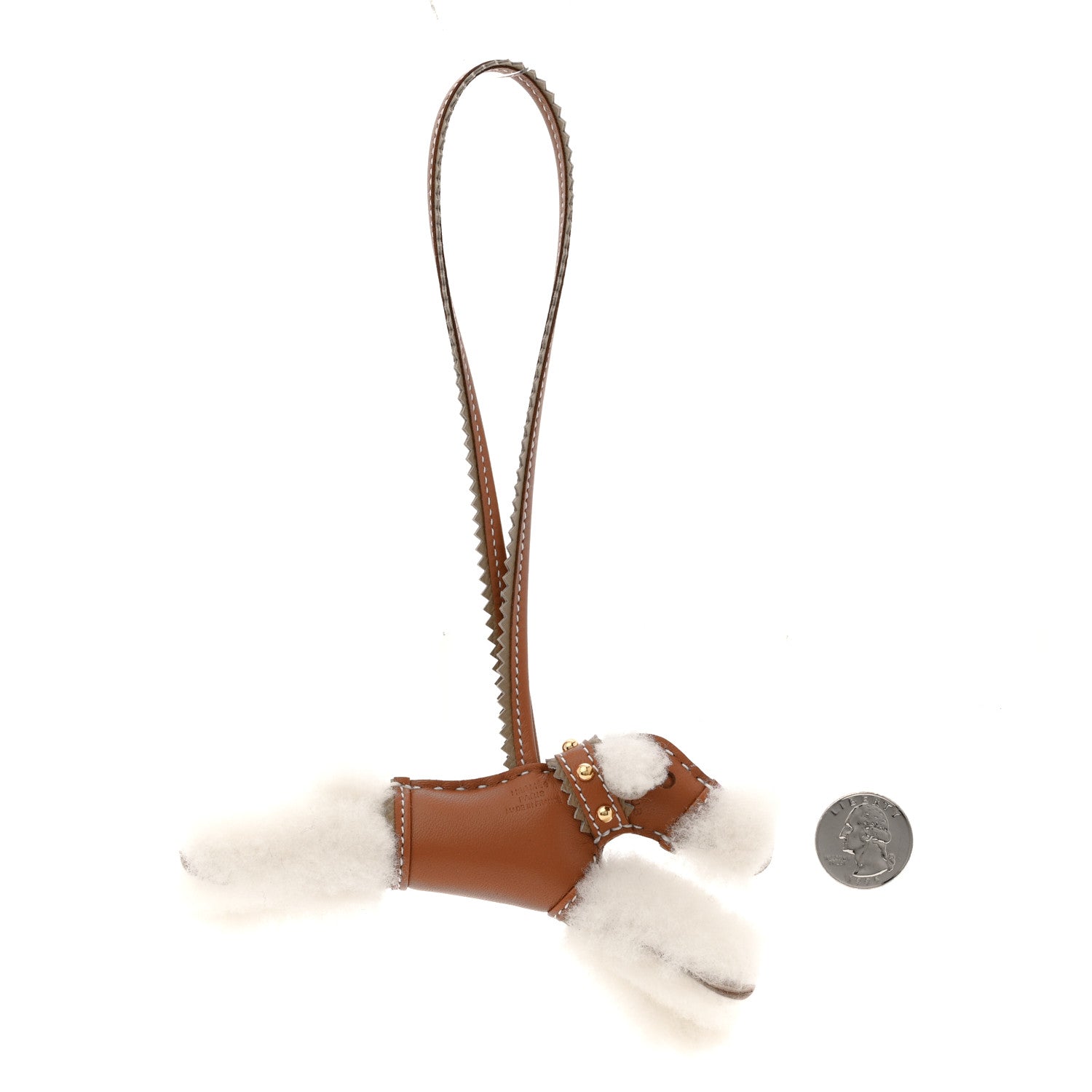 Hermes Milo Lambskin Epsom Shearling Budy Apic Charm Ecru Gold Poussiere 3 of 10