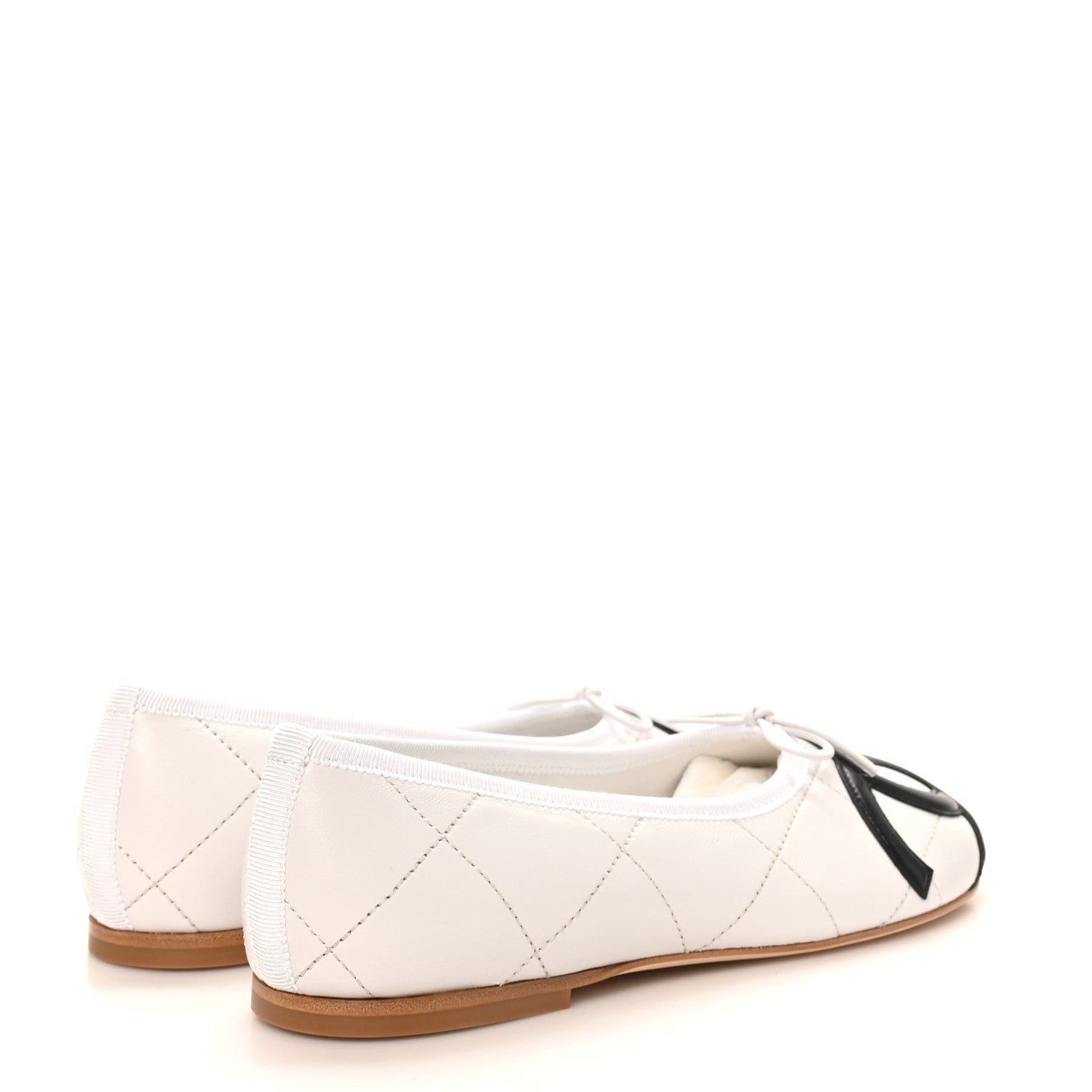Chanel Lambskin Quilted CC Cambon Ballet Flats 37 White Black 5 of 10
