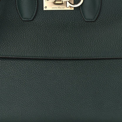 Salvatore Ferragamo Hammered Calfskin Medium Studio Top Handle Bag Dark Green 8 of 15