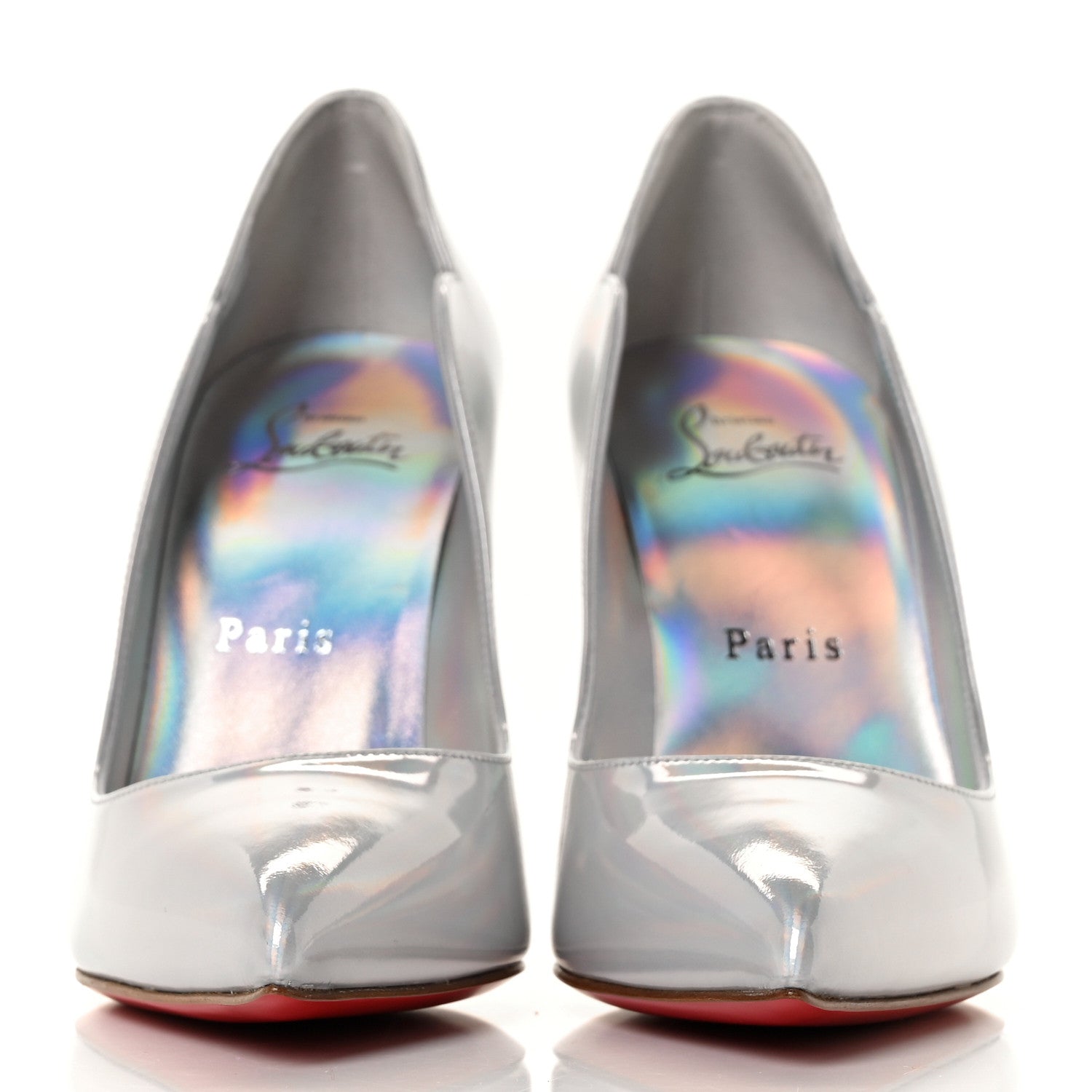 Christian Louboutin Metallic Patent Psychic Hot Chick 100 Pumps 35.5 White 2 of 8
