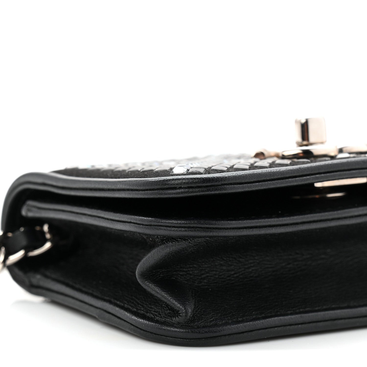 Chanel Lambskin Crystal Quilted Mini Chain Belt Bag Black 9 of 10