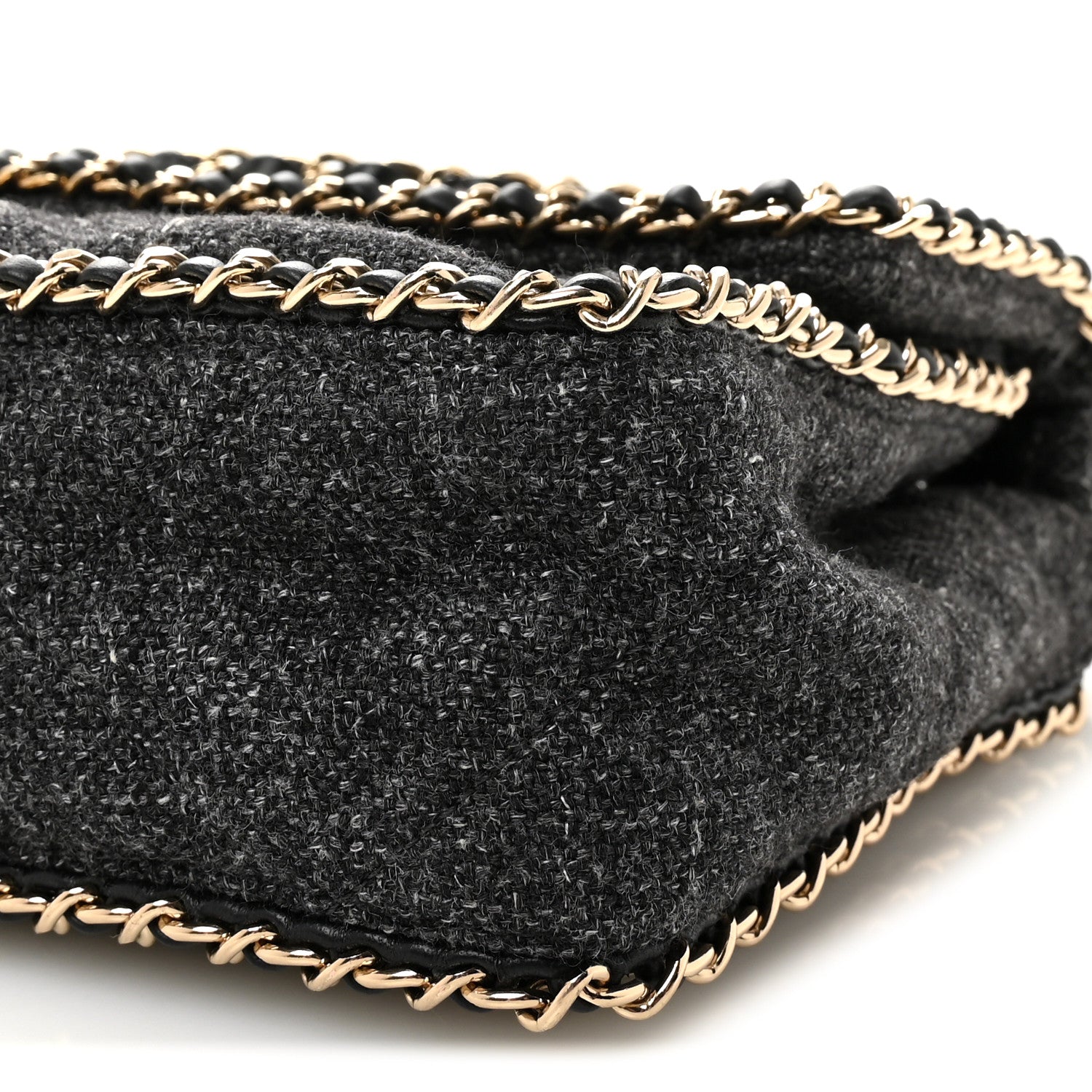 Chanel Wool Tweed Quilted Coco Neige Chain Around Flap Black 10 of 10