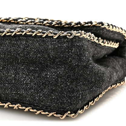 Chanel Wool Tweed Quilted Coco Neige Chain Around Flap Black 10 of 10