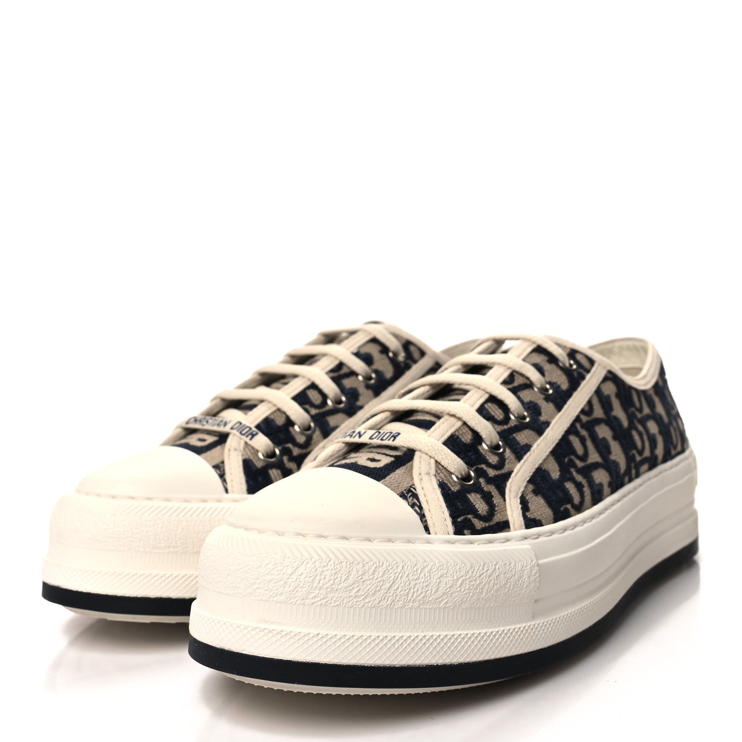 Christian Dior Embroidered Cotton Oblique Walk'N'Dior Low Top Sneakers 40 Deep Blue 3 of 8