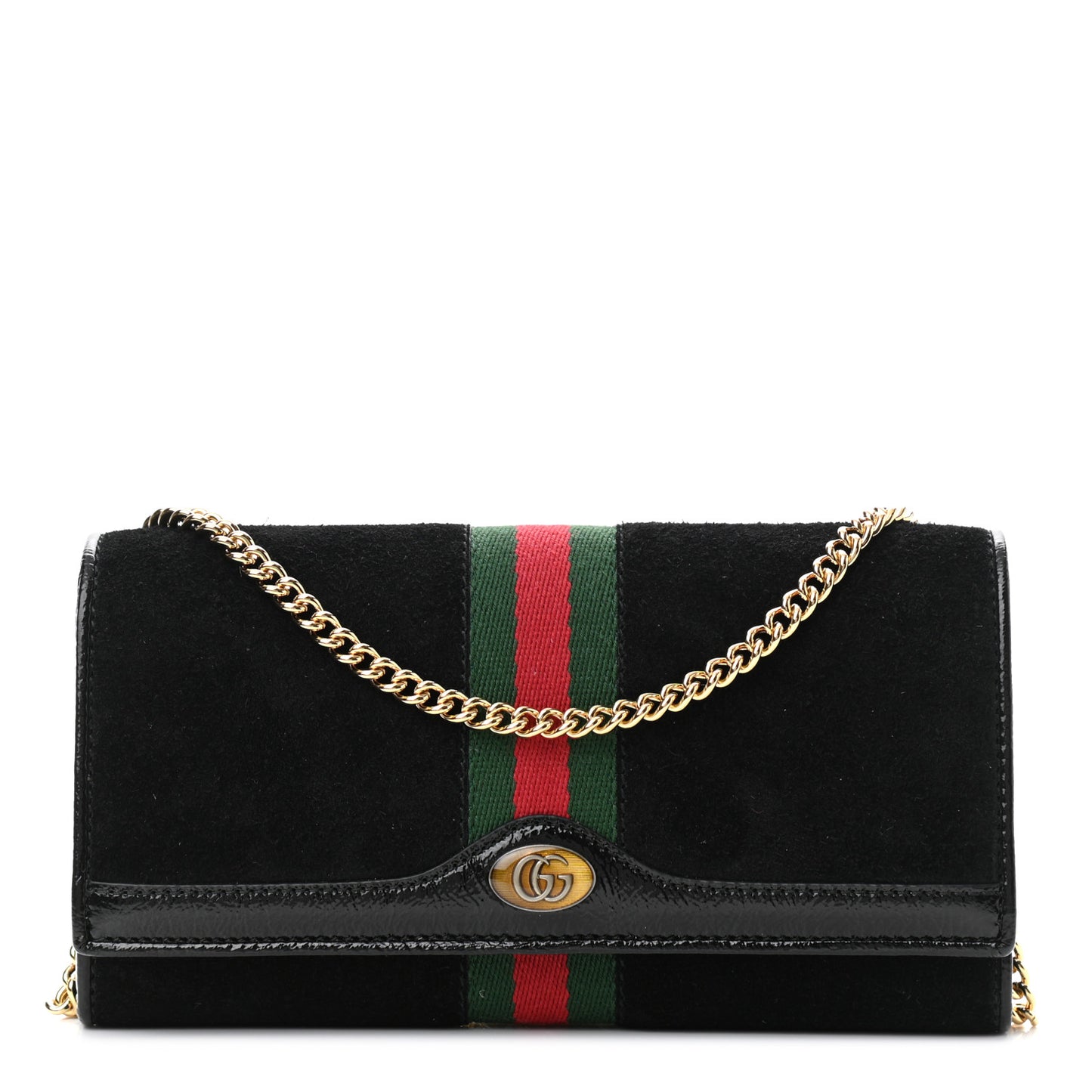 Suede Patent Web Ophidia Wallet On Chain Black
