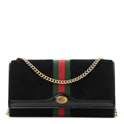 Gucci Suede Patent Web Ophidia Wallet On Chain Black 1 of 10