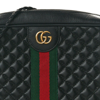 Gucci Calfskin Web Trapuntata Small GG Shoulder Bag Black 8 of 10