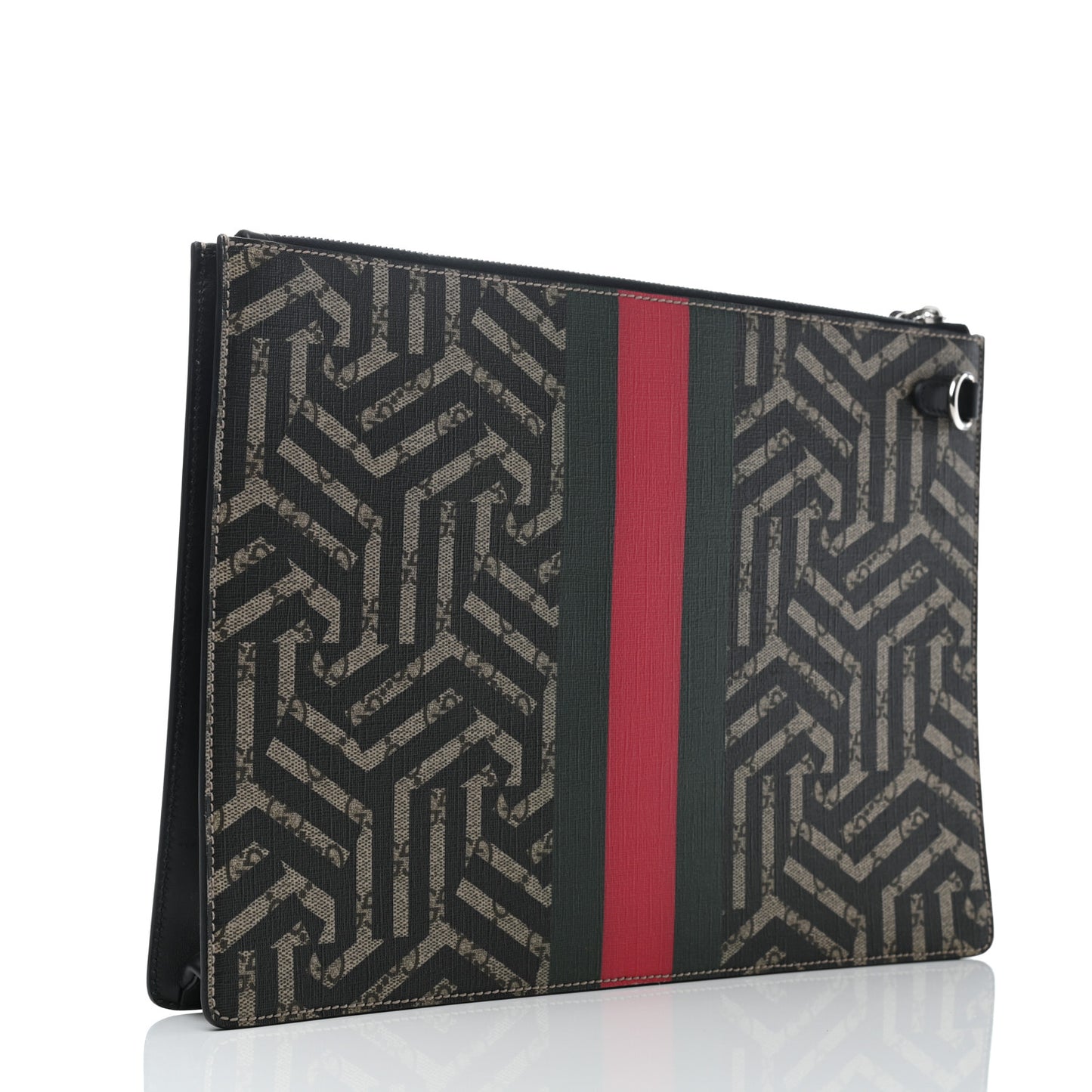 GG Supreme Monogram Caleido Web Medium Documents Holder Beige Black
