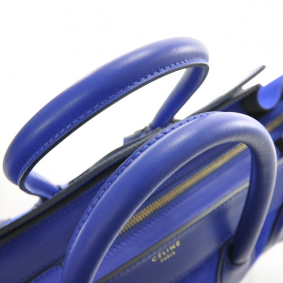 Leather Suede Mini Luggage Bag Royal Blue