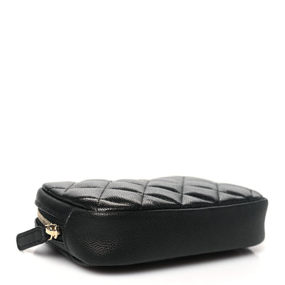 Chanel Caviar Quilted Small Curvy Pouch Cosmetic Case Black 4 of 9