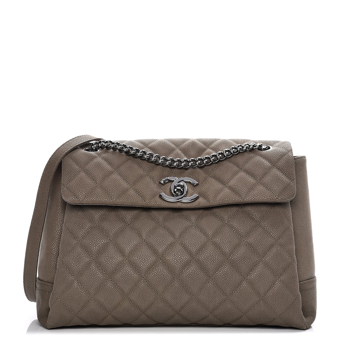 Iridescent Caviar Medium Lady Pearly Flap Khaki