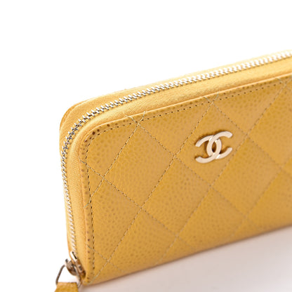 Chanel Caviar Quilted Zip Coin Purse Yellow 9 of 14