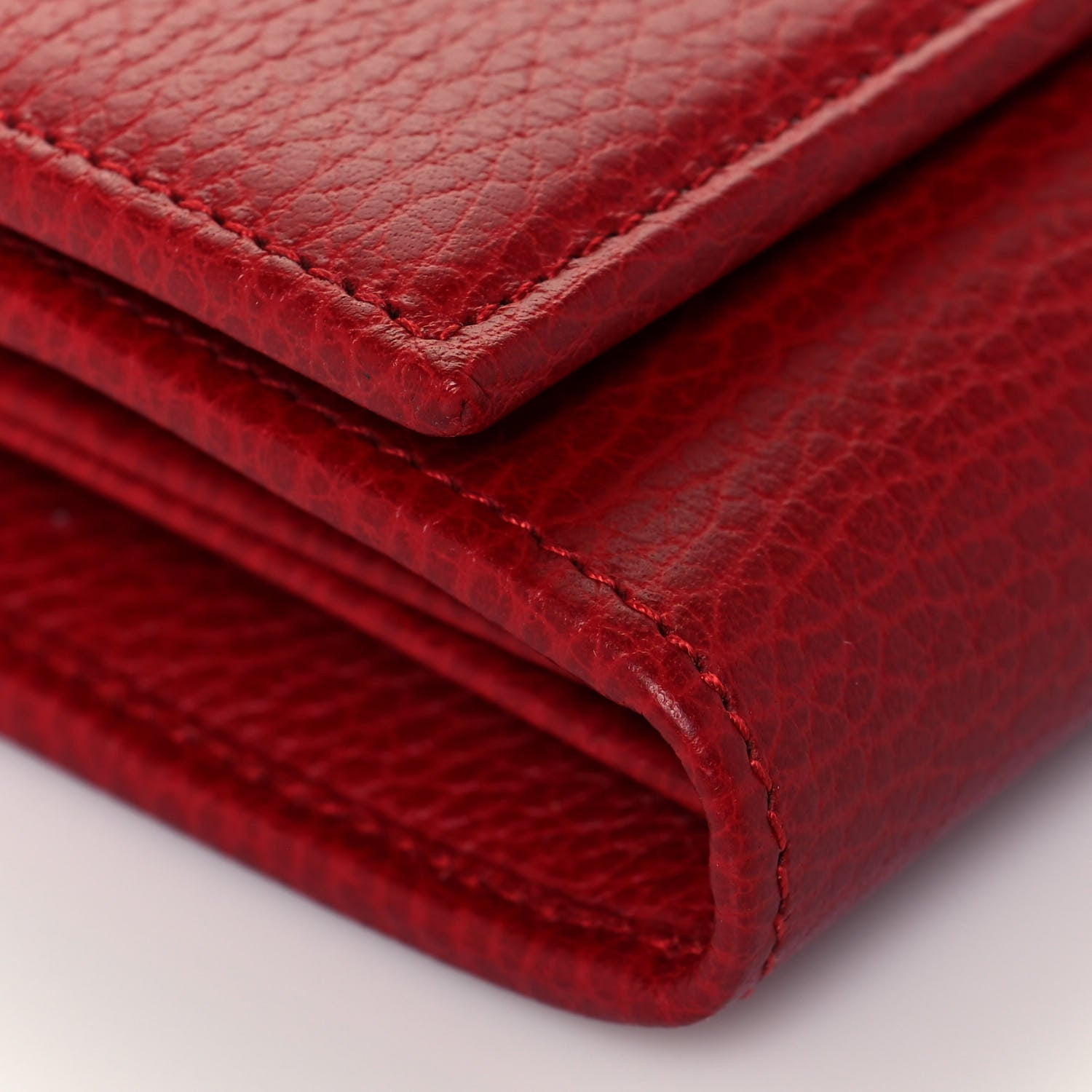 Gucci Dollar Calfskin Petite GG Marmont Wallet Chain Bag Hibiscus Red 8 of 13