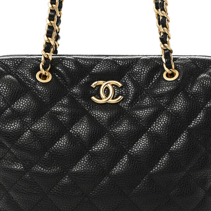 Chanel Shiny Caviar Quilted Large Bowling Bag Black Black 8 of 11