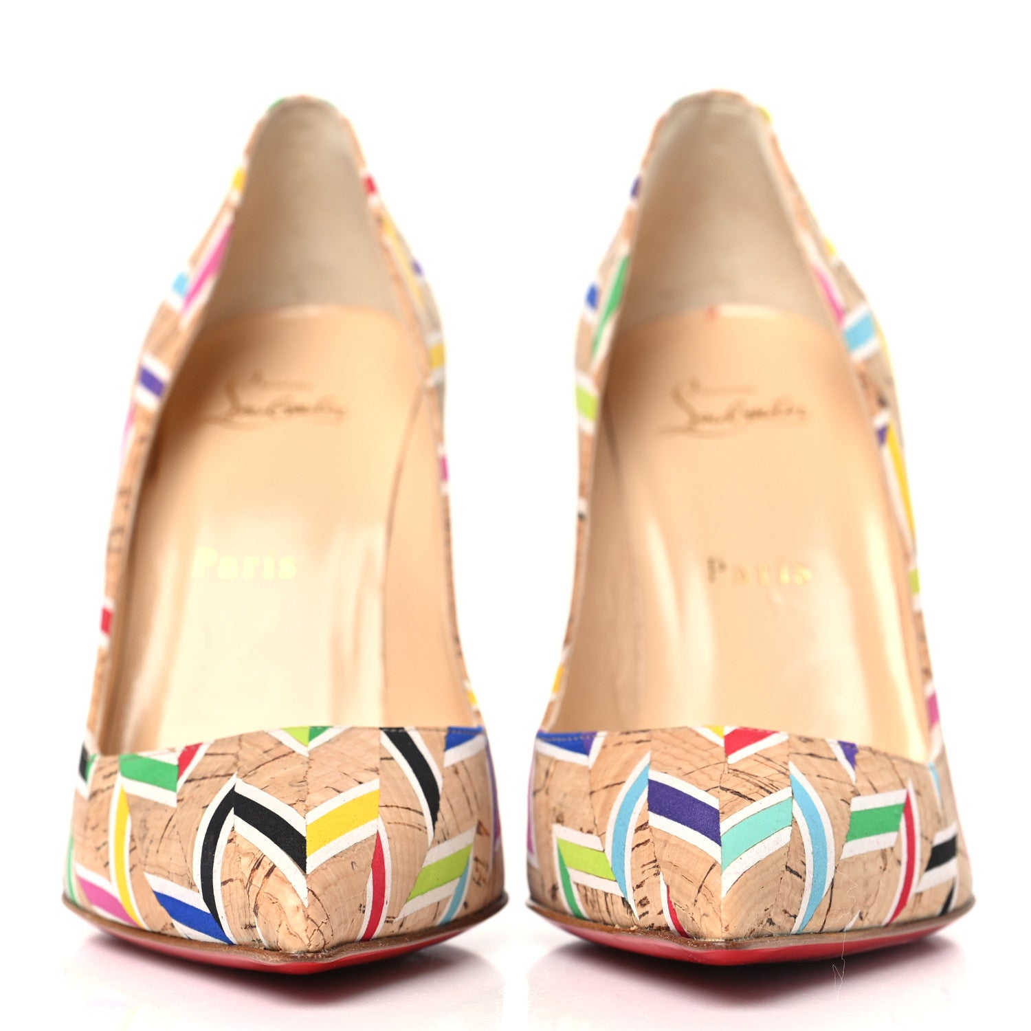 Christian Louboutin Cork Chevron Pigalle Follie 100 Pumps 38 Multicolor 2 of 8