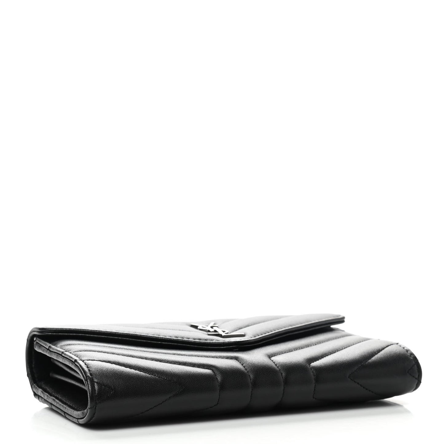Lambskin Y Quilted Monogram Large Loulou Flap Wallet Black