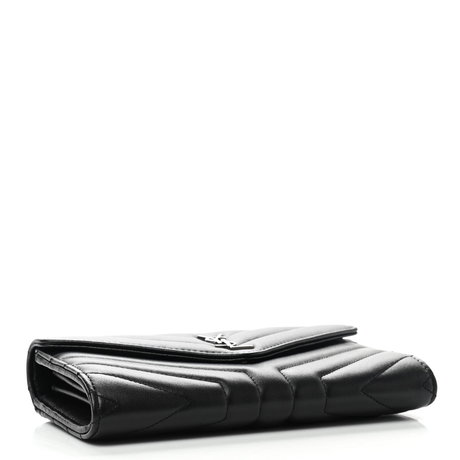 Saint Laurent Lambskin Y Quilted Monogram Large Loulou Flap Wallet Black 4 of 7
