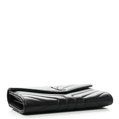 Saint Laurent Lambskin Y Quilted Monogram Large Loulou Flap Wallet Black 4 of 7