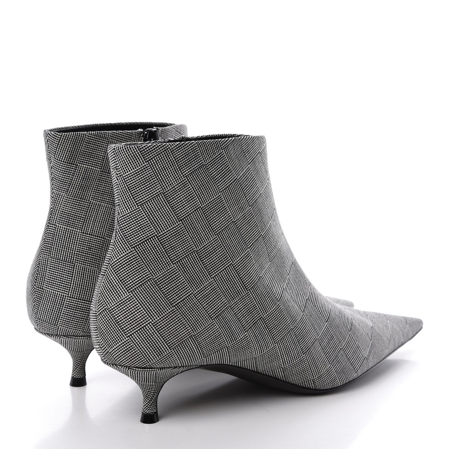 Wool Checked Knife Pointy Toe Boots 38.5