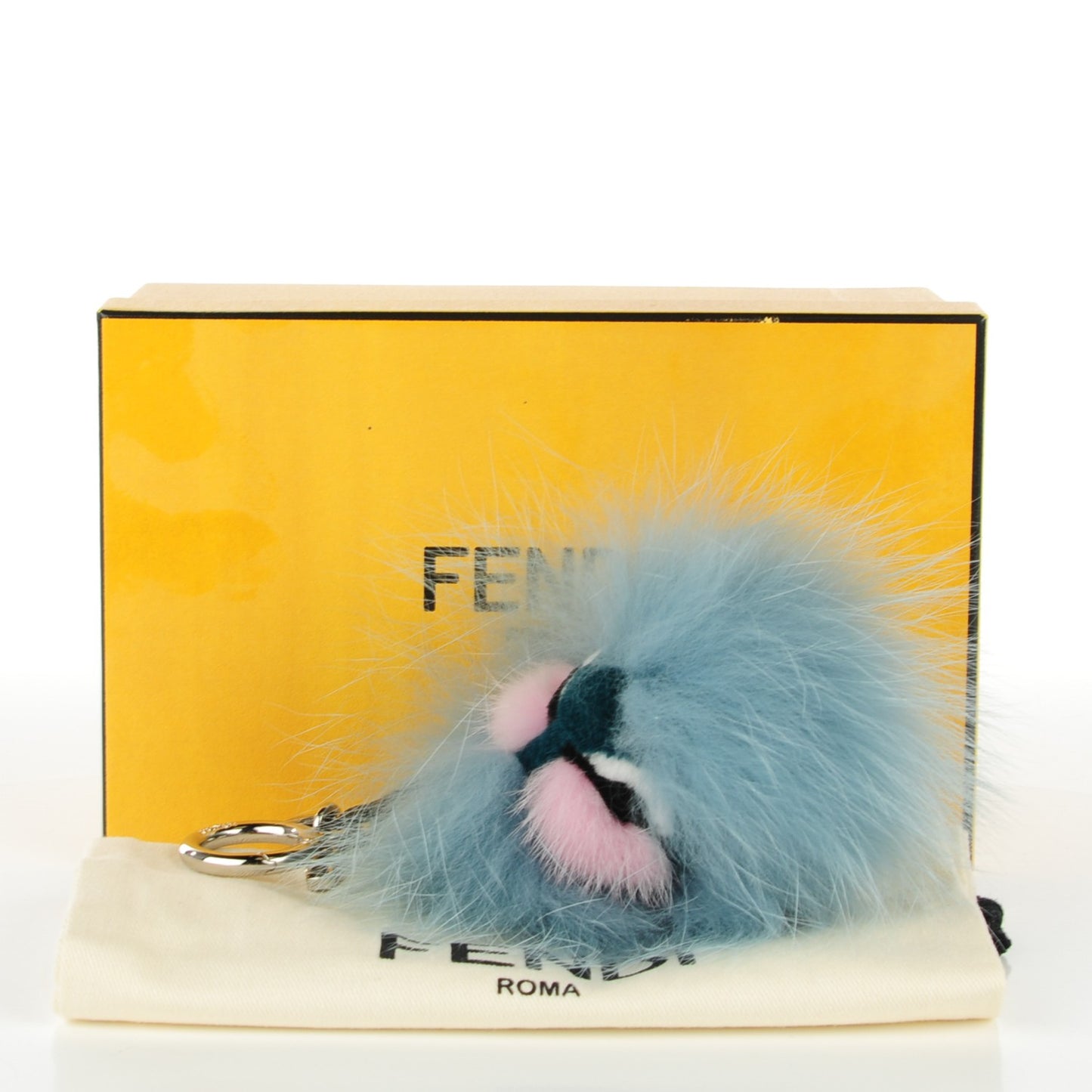 Fox Mink Rabbit Fur Vitello Flamingo Mini Monster Bag Bug Charm Lagoon Black Multicolor