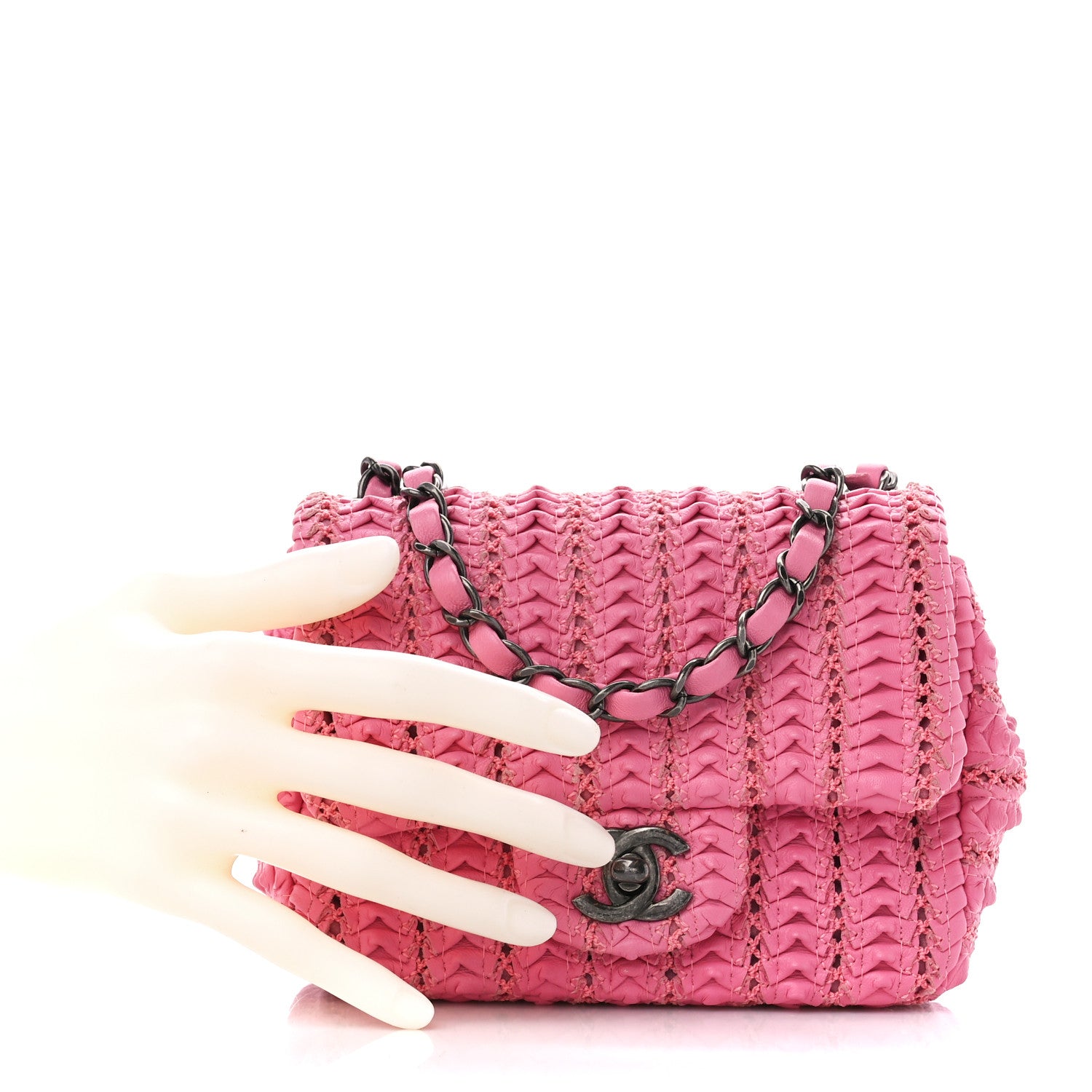 Chanel Lambskin Crochet Embroidered Mini Flap Pink 3 of 12