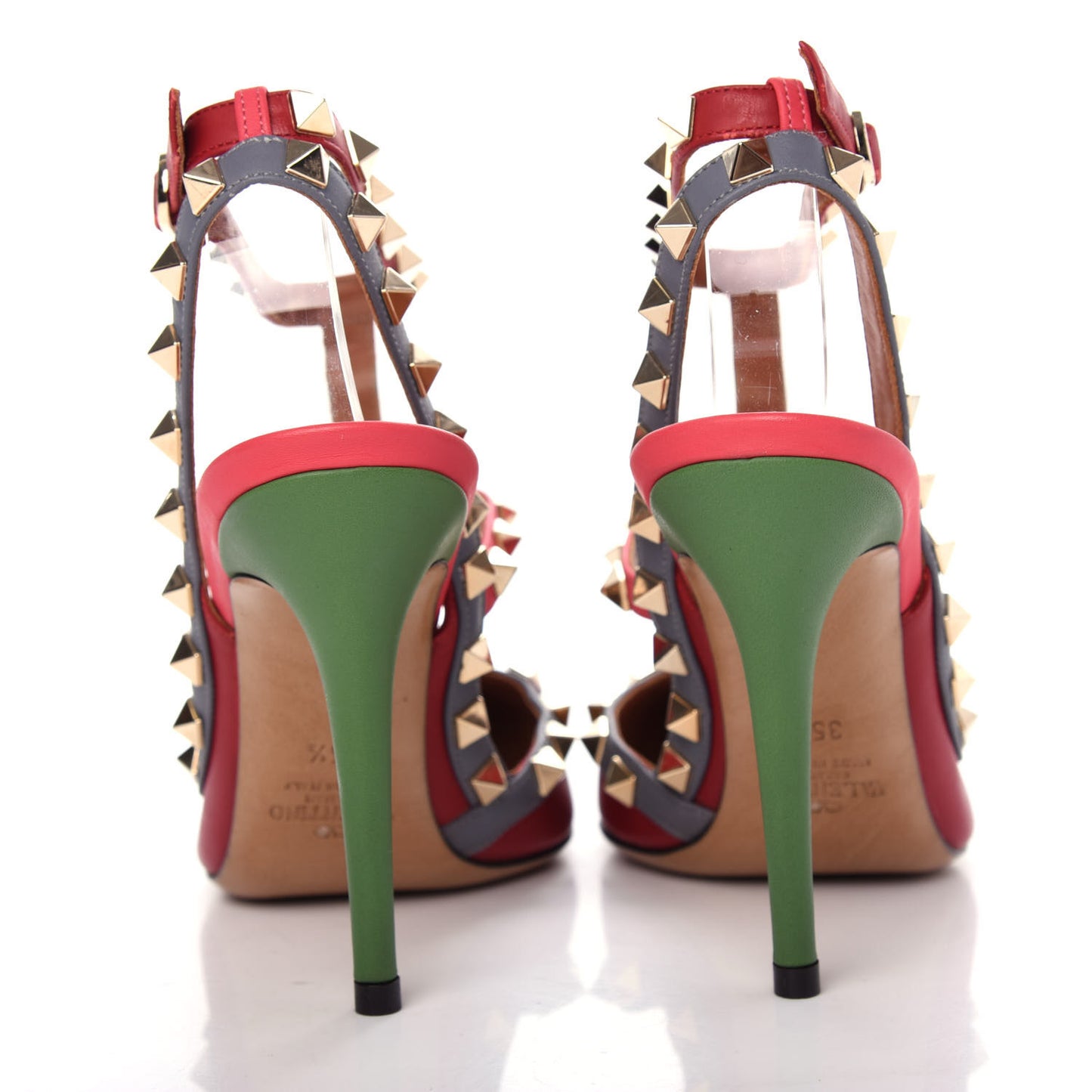 Nappa Rockstud Ankle Strap 100mm Pumps 35.5 Rosso Valentino Grey Clover Deep Rose