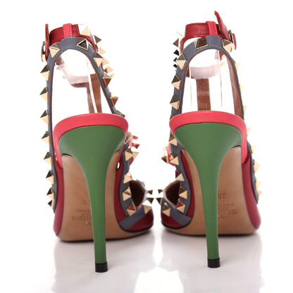 Valentino Garavani Nappa Rockstud Ankle Strap 100mm Pumps 35.5 Rosso Valentino Grey Clover Deep Rose 7 of 9