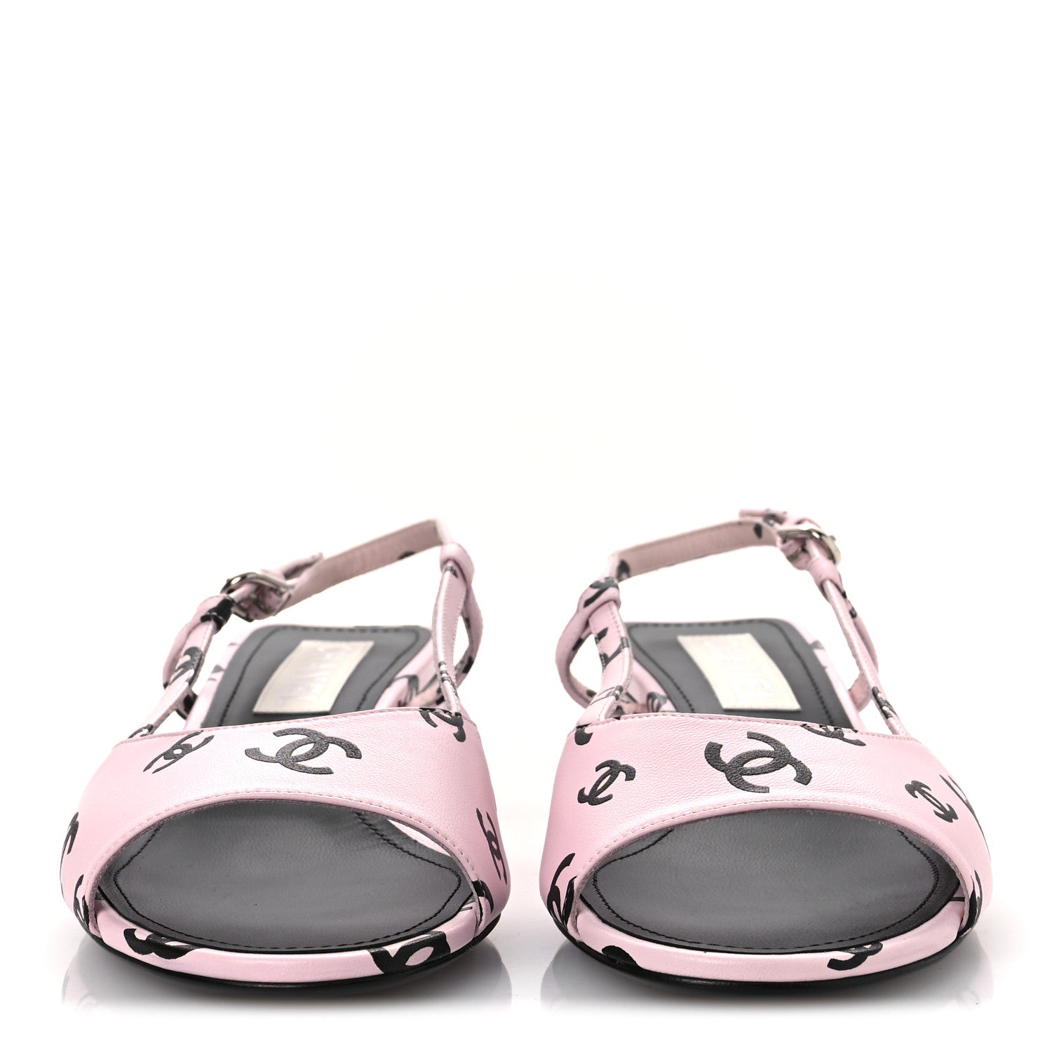 Chanel Printed Lambskin Coco Beach Sligback Sandals 40 Light Pink Black 6 of 22