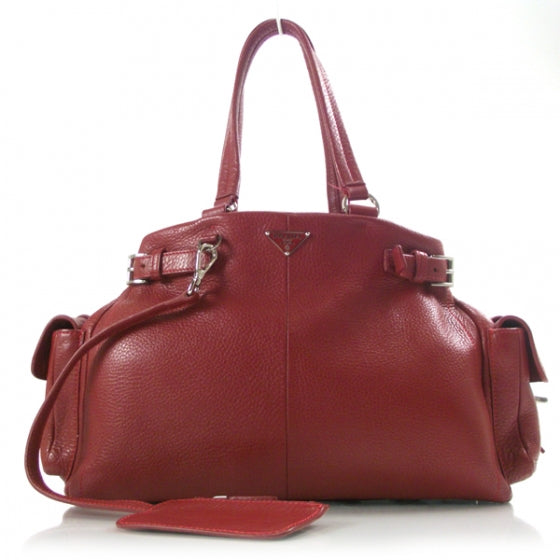 Vitello Daino Shoulder Bag Rosso