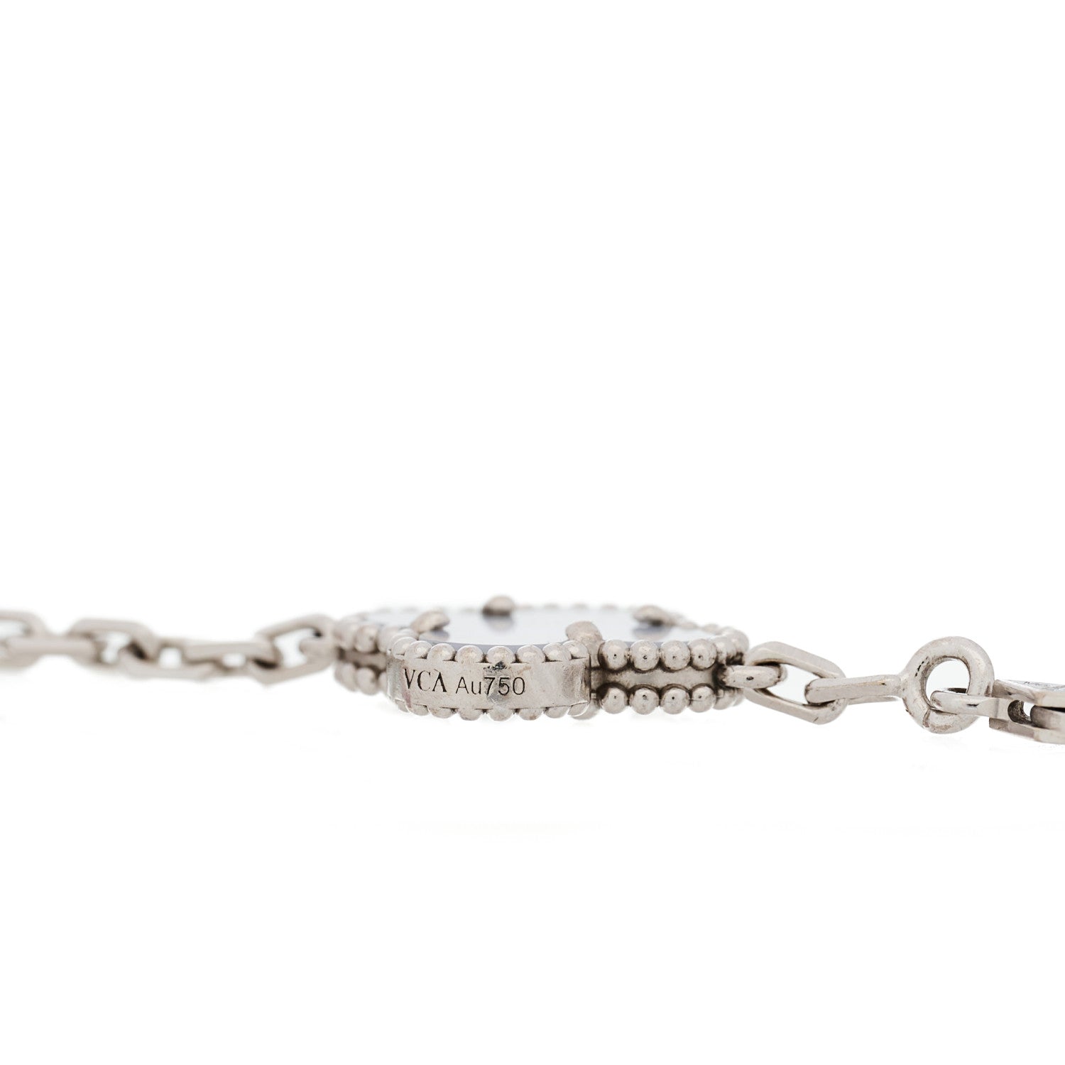 Van Cleef & Arpels 18K White Gold Chalcedony 5 Motifs Vintage Alhambra Bracelet 3 of 7