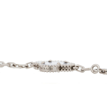 Van Cleef & Arpels 18K White Gold Chalcedony 5 Motifs Vintage Alhambra Bracelet 3 of 7