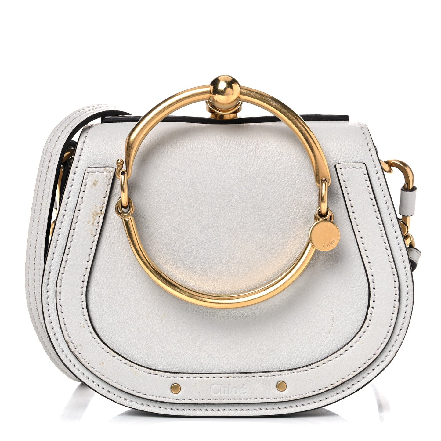 Calfskin Suede Small Nile Bracelet Bag Airy Grey