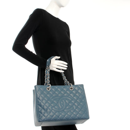 Chanel Caviar Quilted Grand Shopping Tote GST Blue 2 of 10