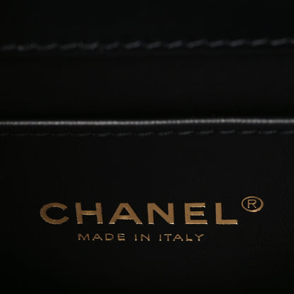 Chanel Shiny Calfskin Quilted Small Chain Top Handle Flap Black 6 of 9