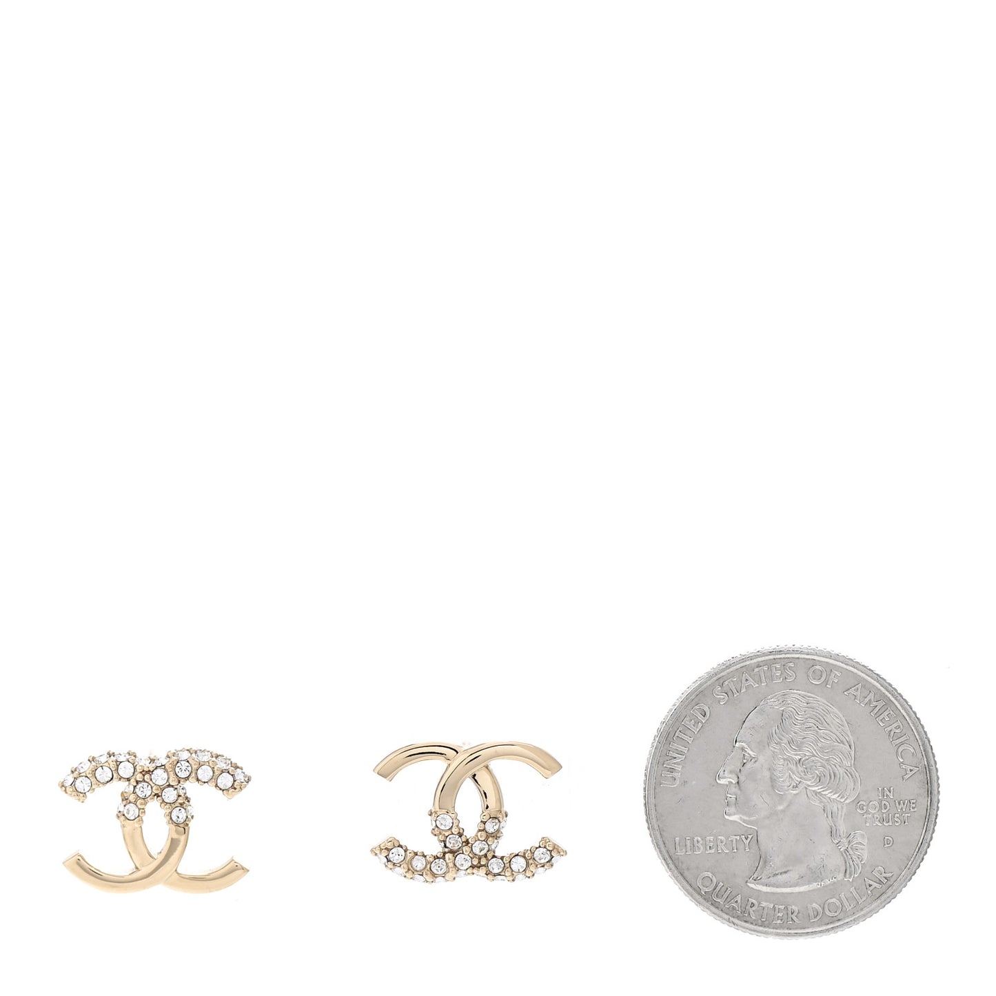 Crystal Metal CC Earrings Gold