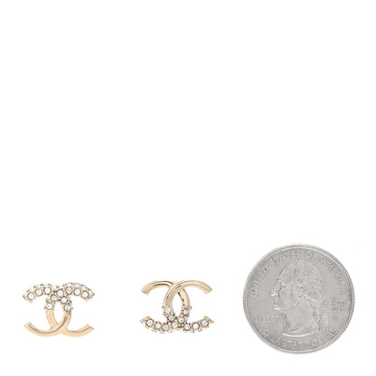 Chanel Crystal Metal CC Earrings Gold 2 of 5
