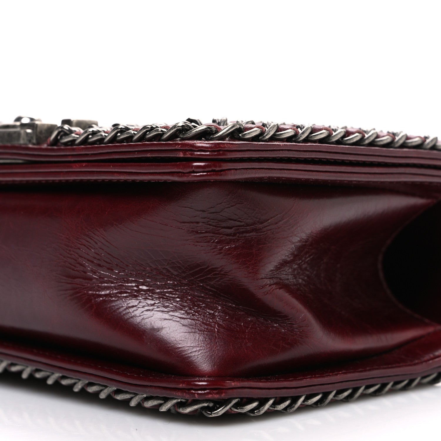 Chanel Glazed Calfskin Quilted Small Boy Chained Flap Burgundy 10 of 10