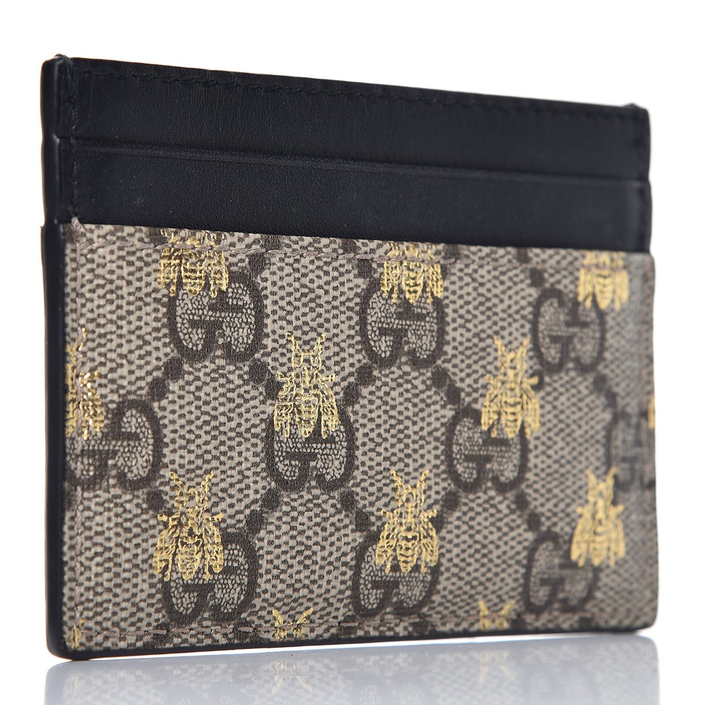 GG Supreme Monogram Bees Card Holder Black